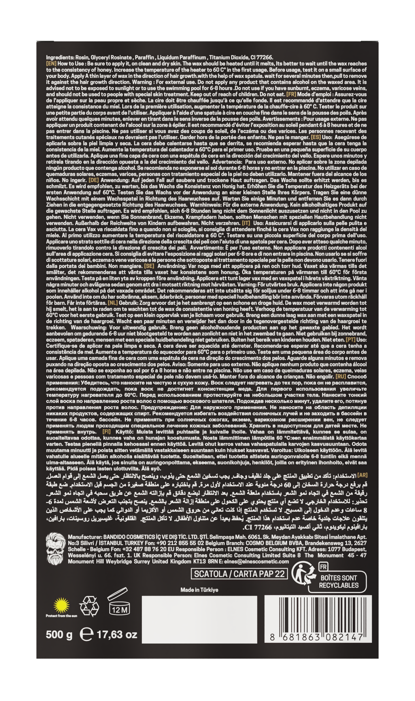 REMOVAL WAX BLACK 500ML