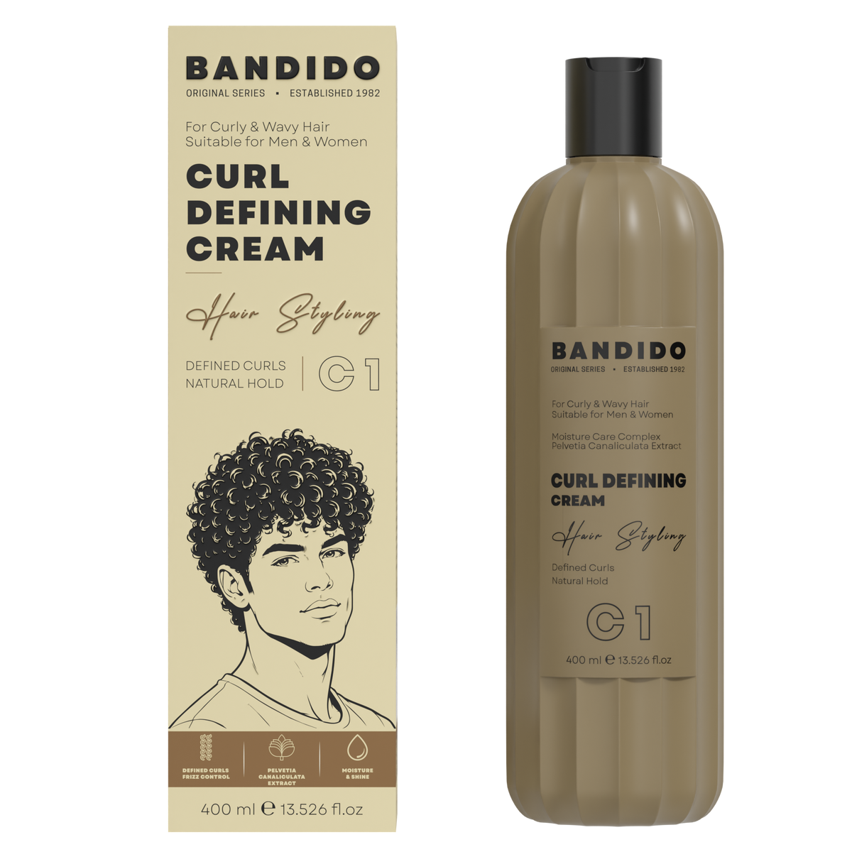 BANDIDO C1 Curl Defining Cream 400 ml – fles en verpakking